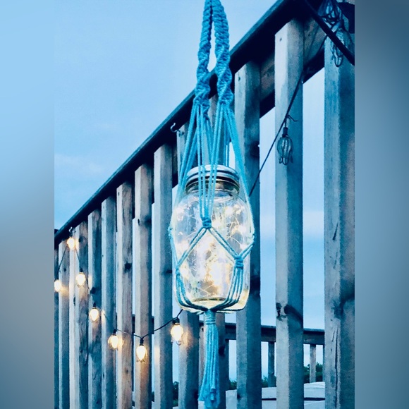 💡New Handmade Macrame Hanging Solar Lantern - Picture 4 of 8